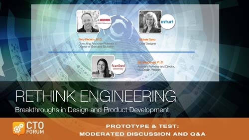 Panel Discussion featuring Stanford d.school Professor Perry Klebahn, Intuit Chief Designer Michele Sarko at RETHINK ENGINEERING 2018