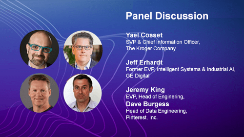 Panel: The Kroger Company’s Yael Cossett, GE DIgital’s Former EVP Jeff Erhardt, Pinterest’s Jeremy King and Dave Burgess at RETHINK DATA 2021